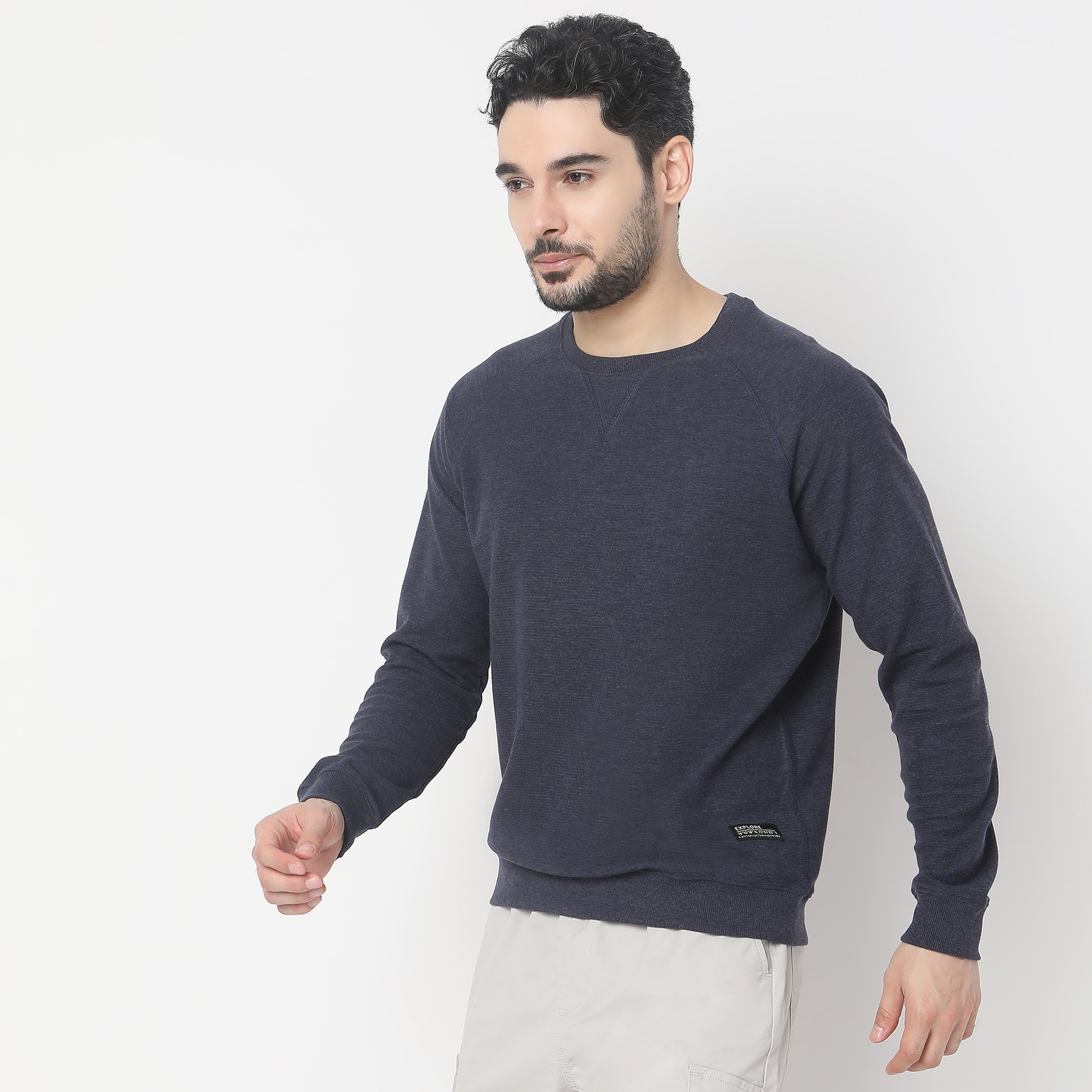Buy Men Regular Fit Solid Raglan Sleeve Sweat Tee  - Style Union