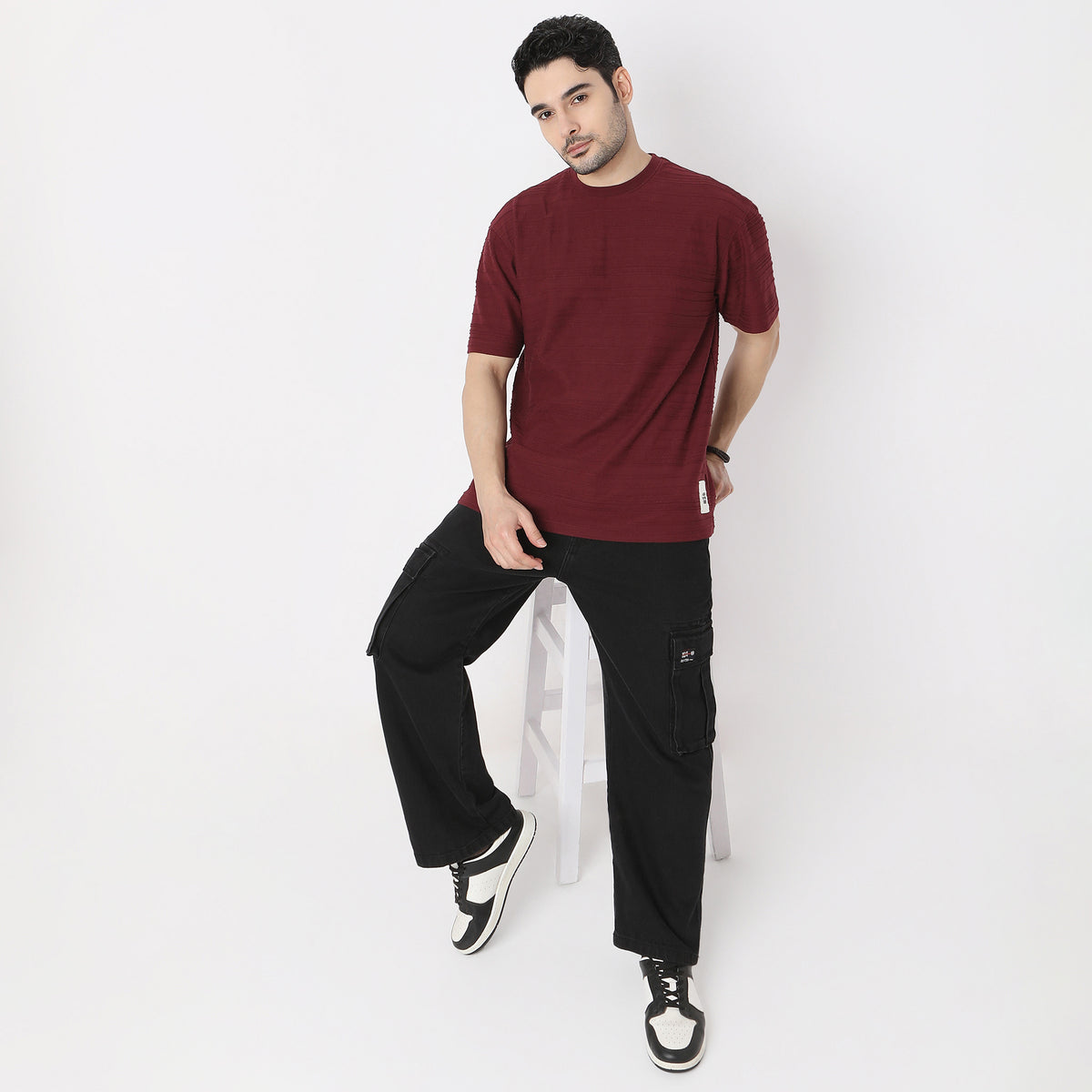 Oversize Structured Crew Neck Modern Explorer Baggy T-Shirt