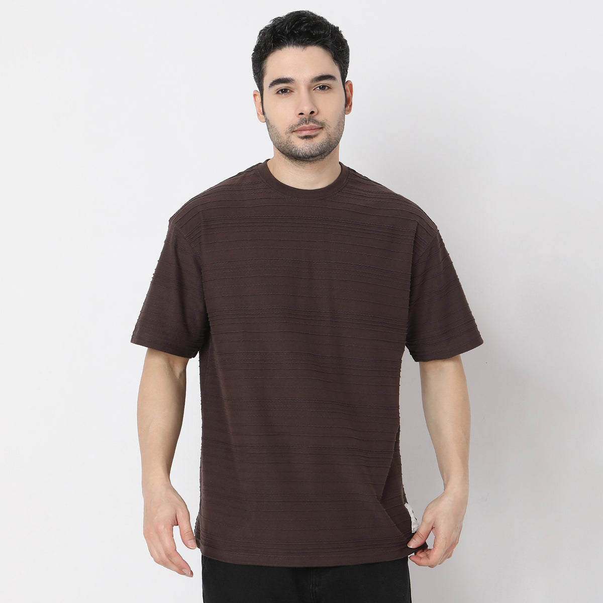 Oversize Structured Crew Neck Modern Explorer Baggy T-Shirt