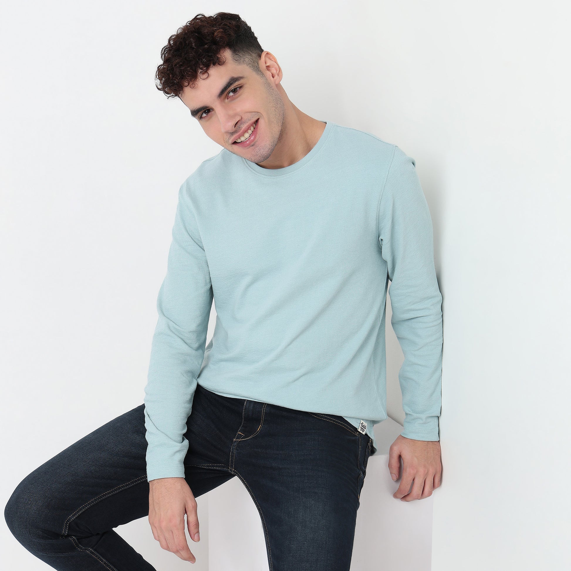 Buy Men Regular Fit Structured Full Sleeve T-Shirt  - Style Union