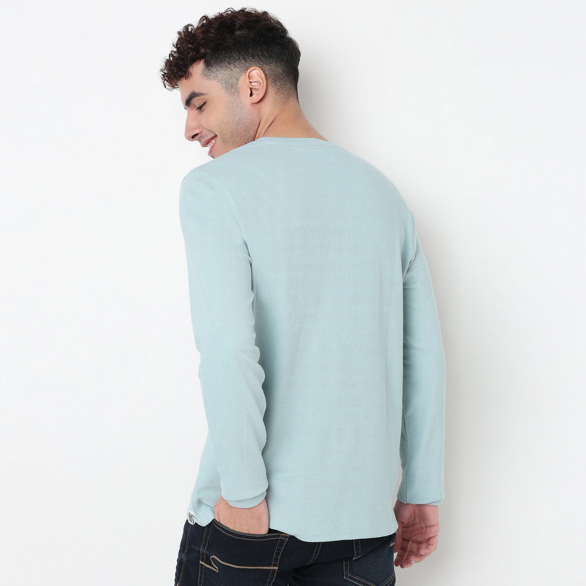 Buy Men Regular Fit Structured Full Sleeve T-Shirt  - Style Union