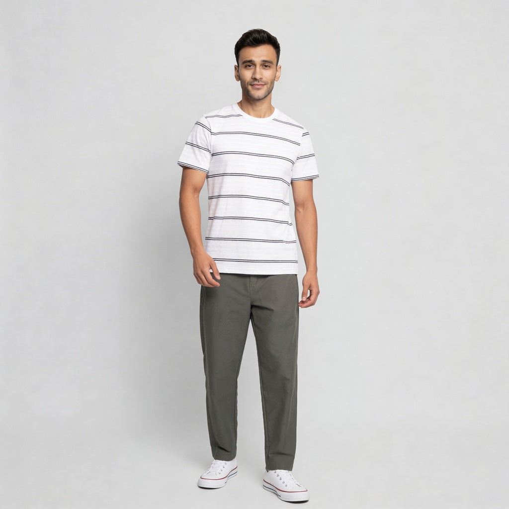 Striped Crew Neck Bae T-Shirt