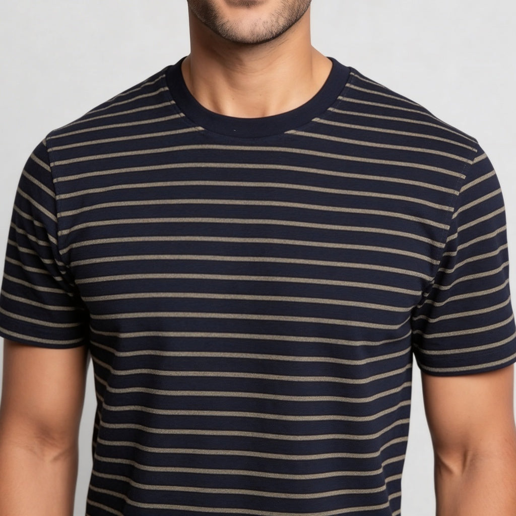 Striped Crew Neck Bae T-Shirt