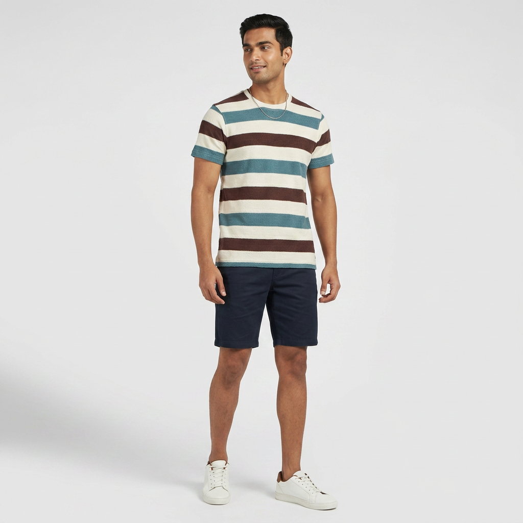 Striped Crew Neck Bae T-Shirt