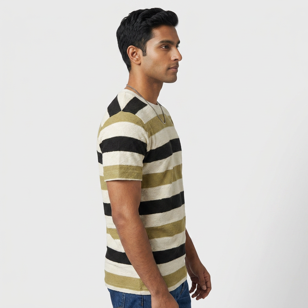 Striped Crew Neck Bae T-Shirt