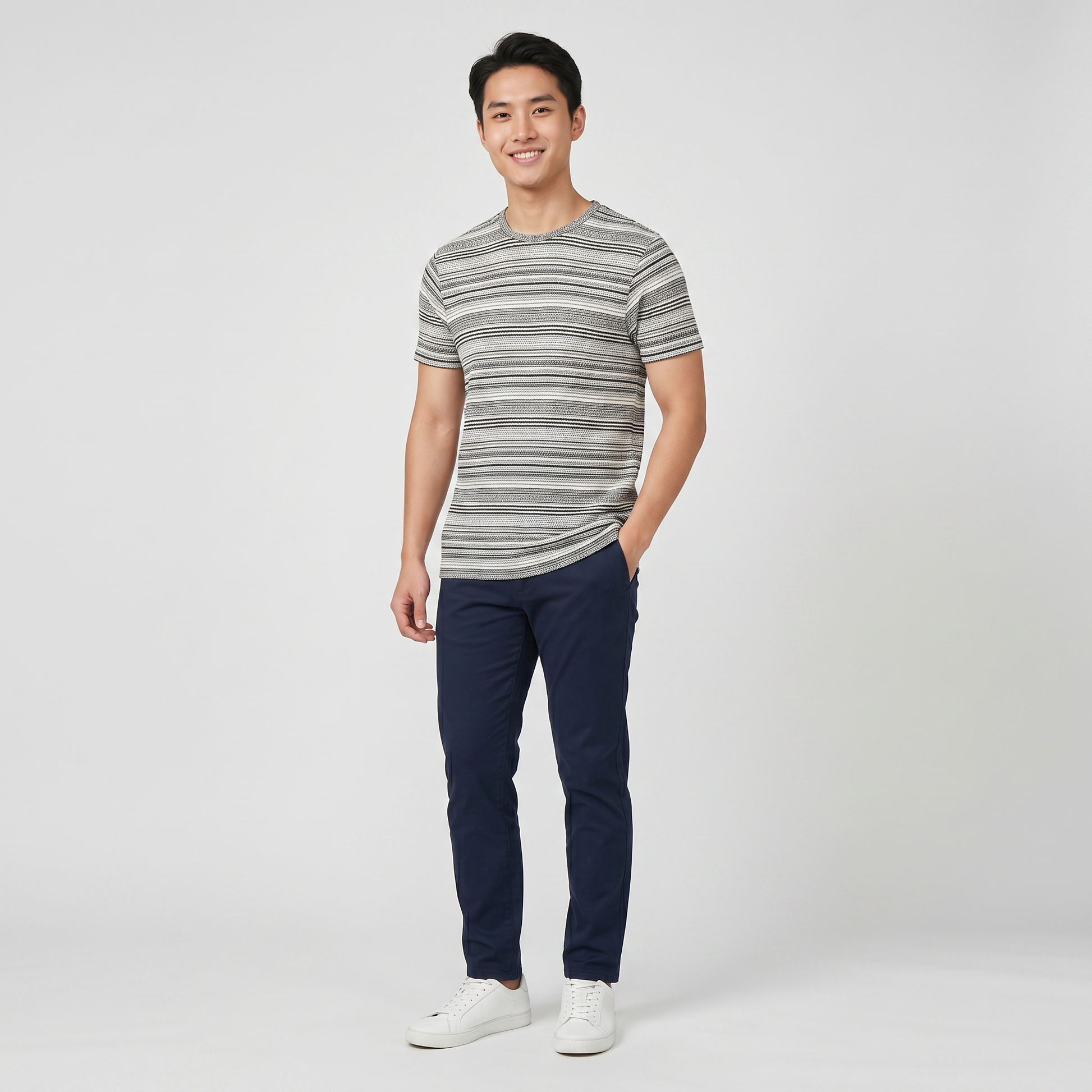 Striped Crew Neck Bae T-Shirt