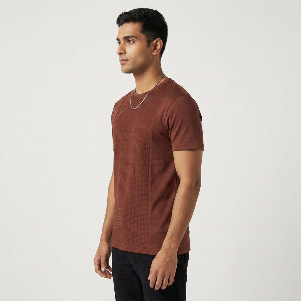 Structured Crew Neck Moto T-Shirt