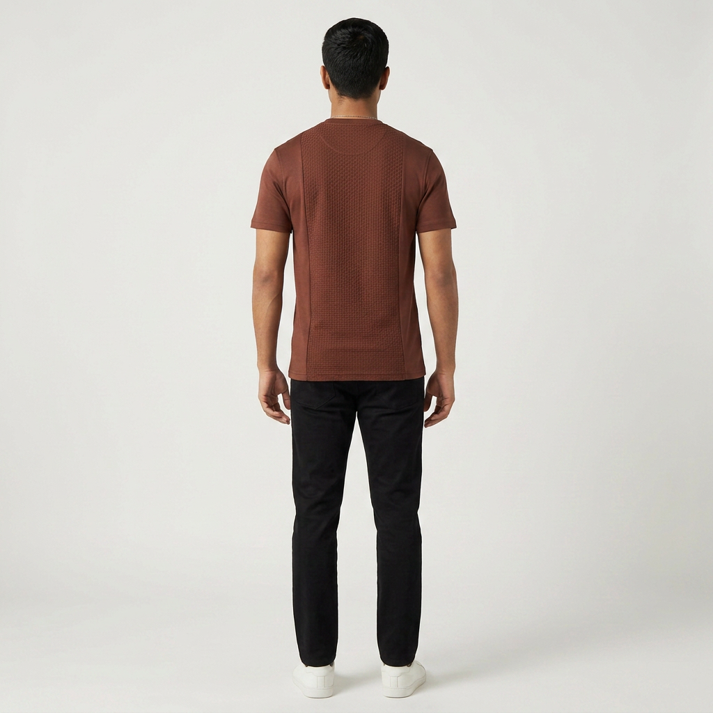 Structured Crew Neck Moto T-Shirt