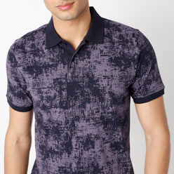 Regular Fit All Over Print Regular Length Polo T-Shirt