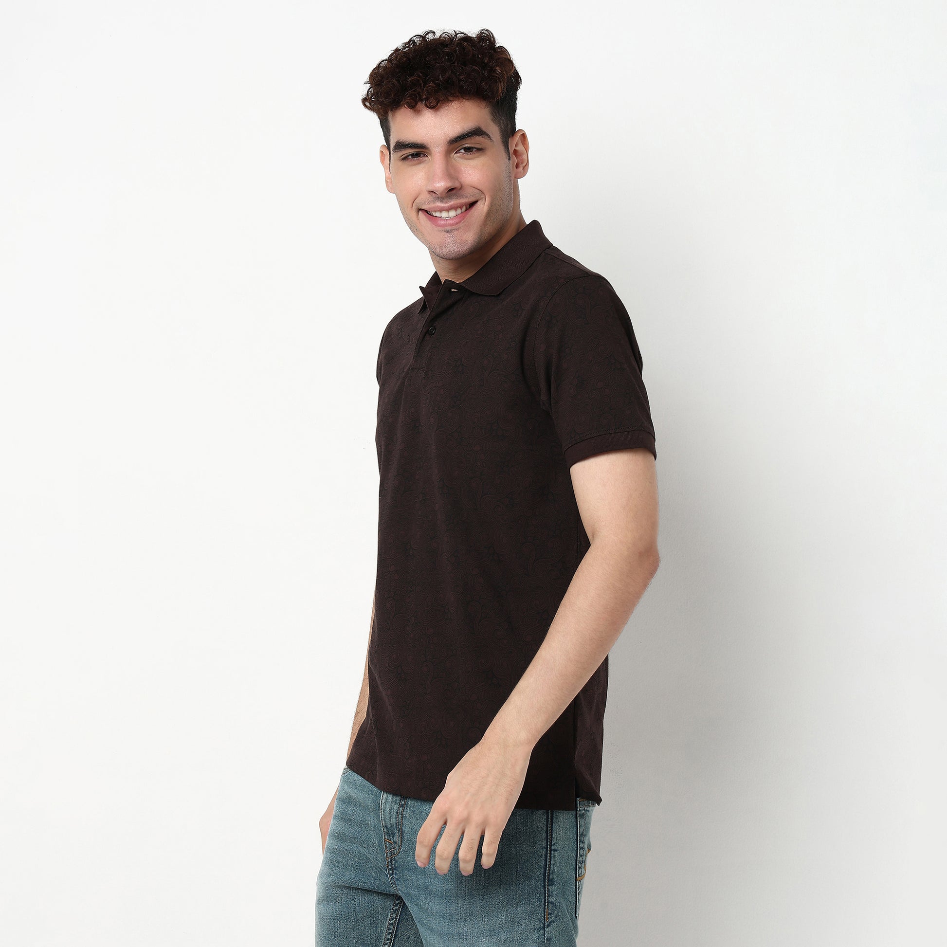 All Over Print Cotton Spandex Polo T-Shirt