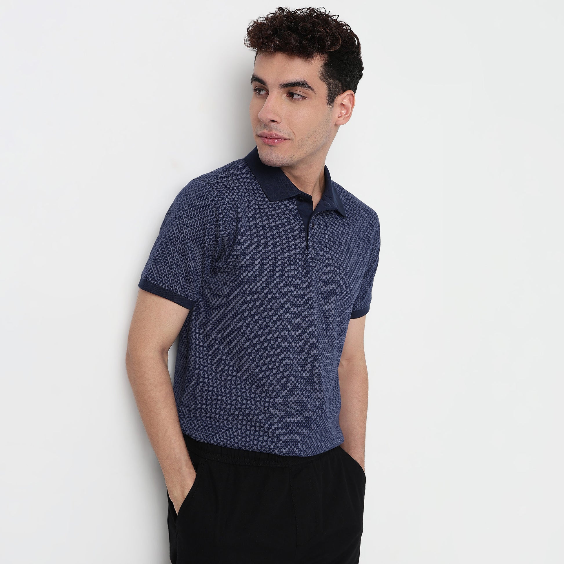 Buy Men Regular Fit All Over Print Half Sleeve Polo T-Shirt  - Style Union