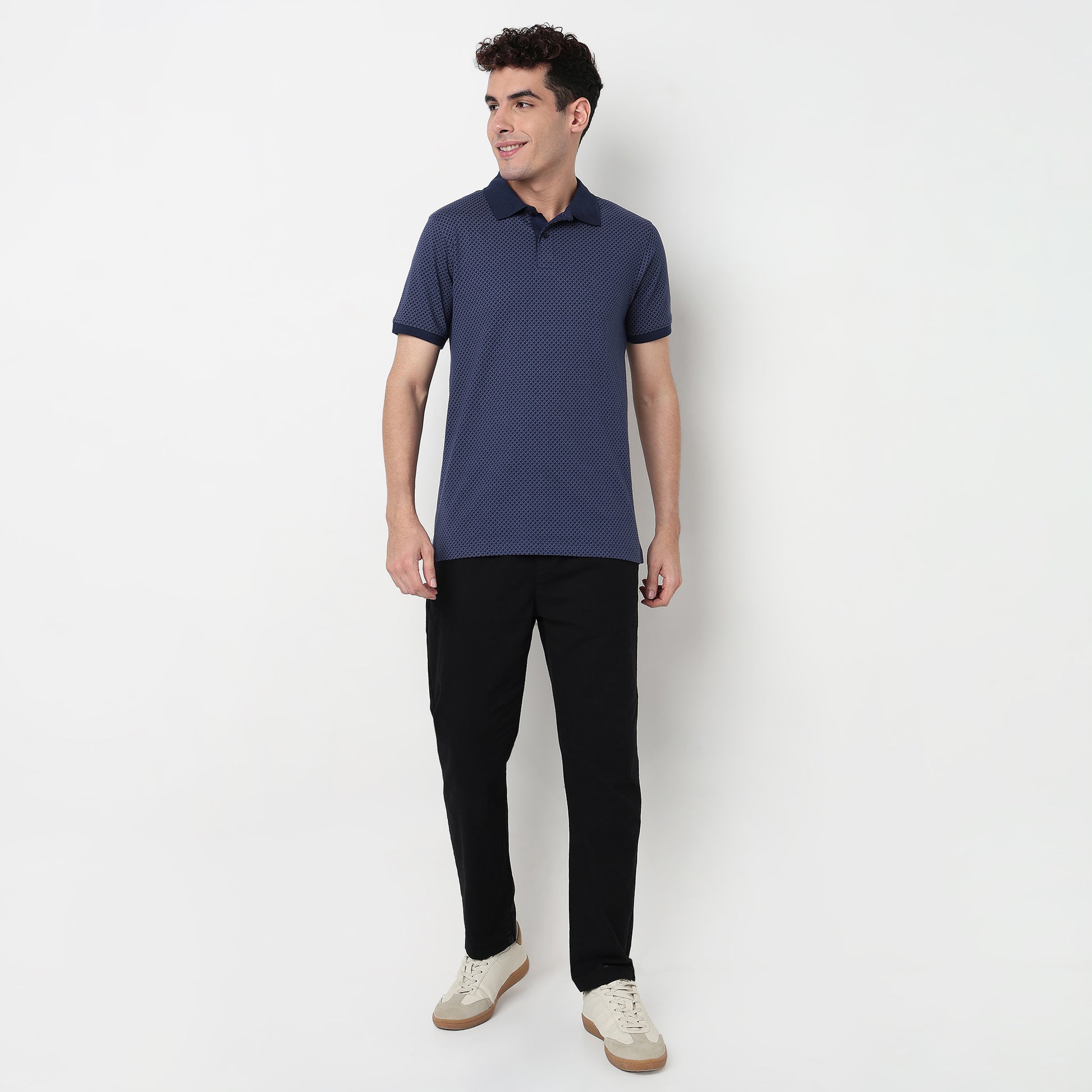 Buy Men Regular Fit All Over Print Half Sleeve Polo T-Shirt  - Style Union