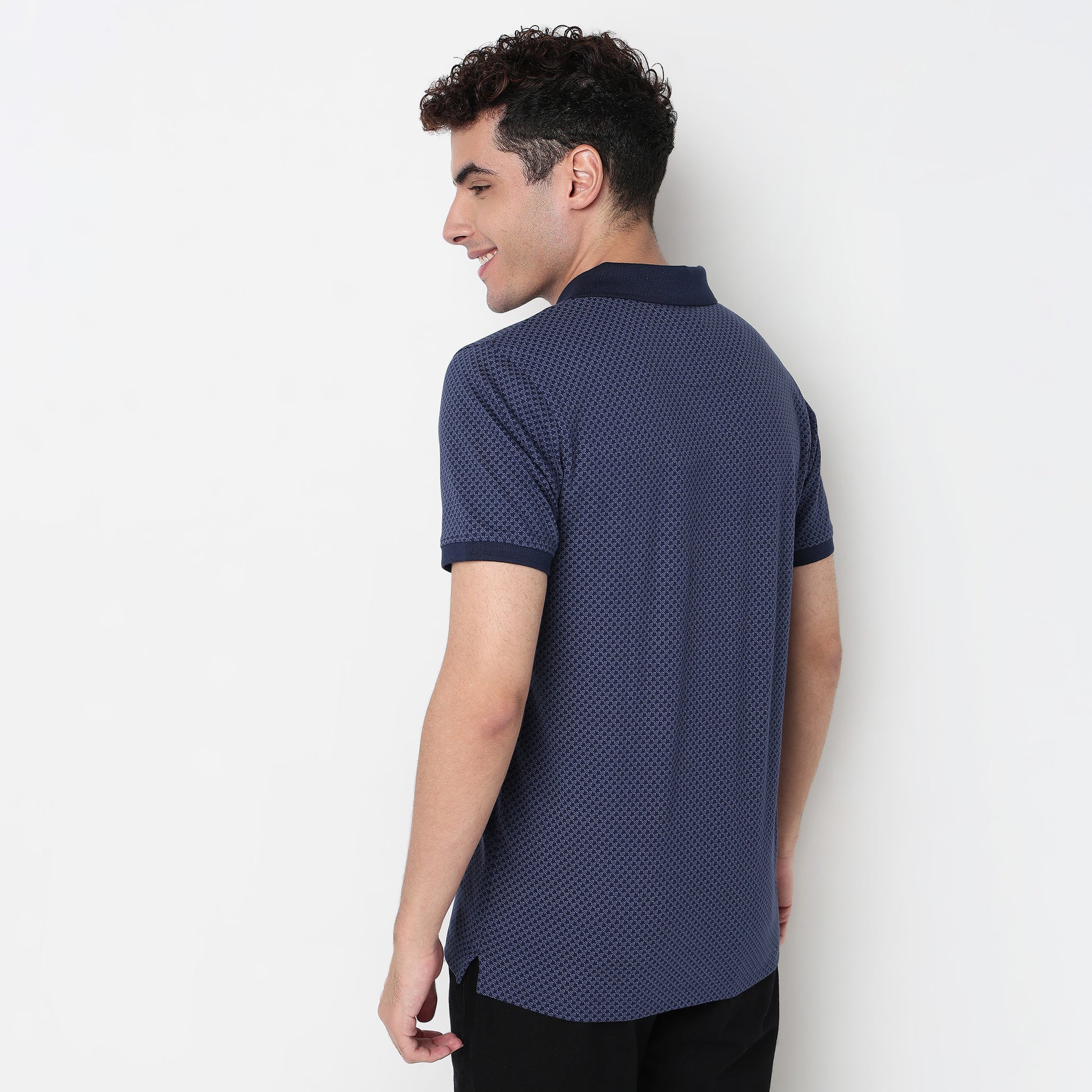 Buy Men Regular Fit All Over Print Half Sleeve Polo T-Shirt  - Style Union