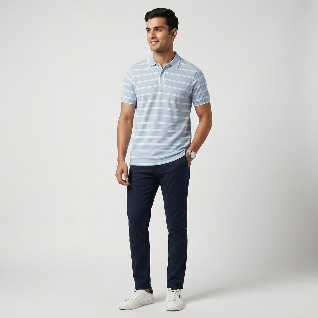 Striped Aviator Polo T-Shirt