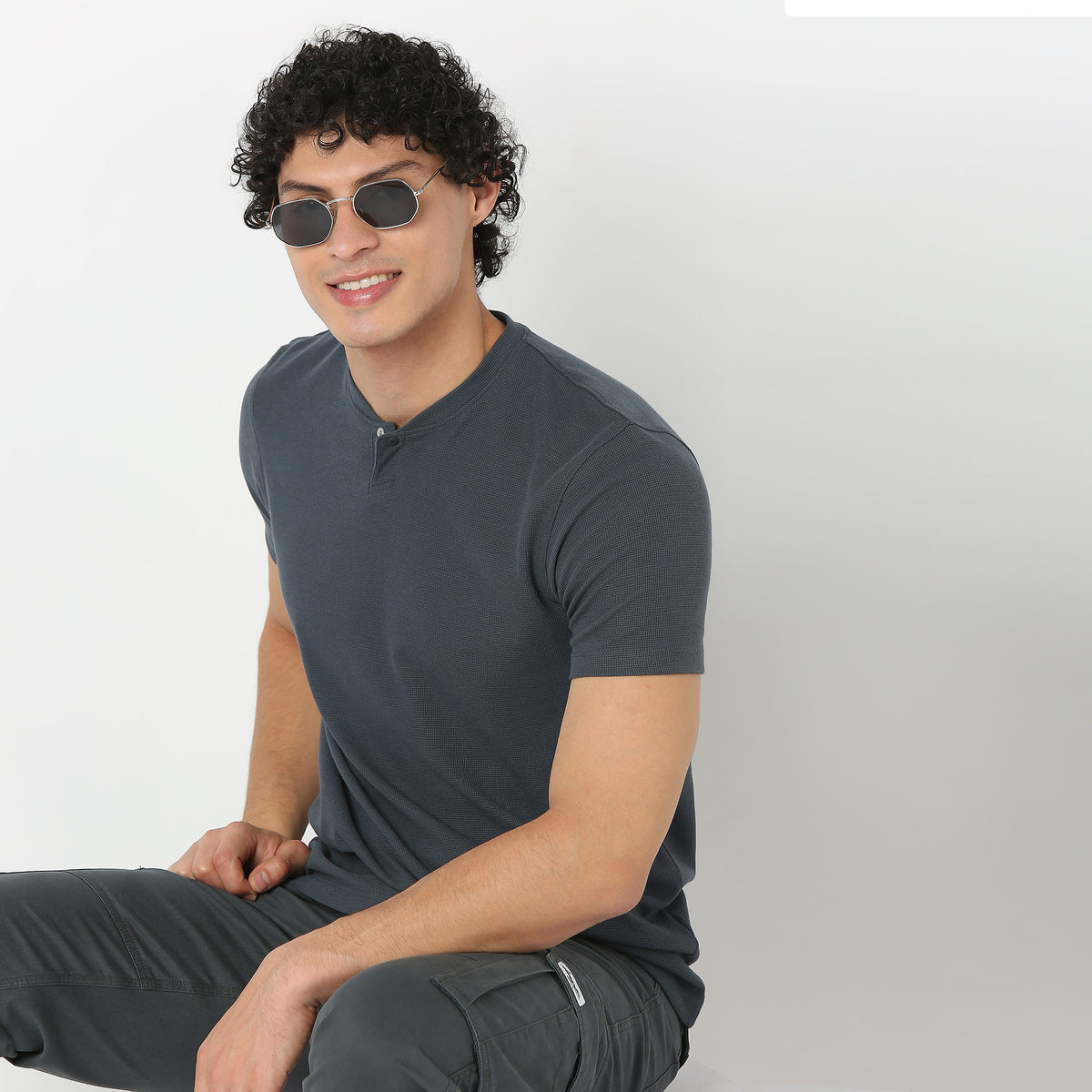 Henley Neck Structured Lumberjack T-Shirt