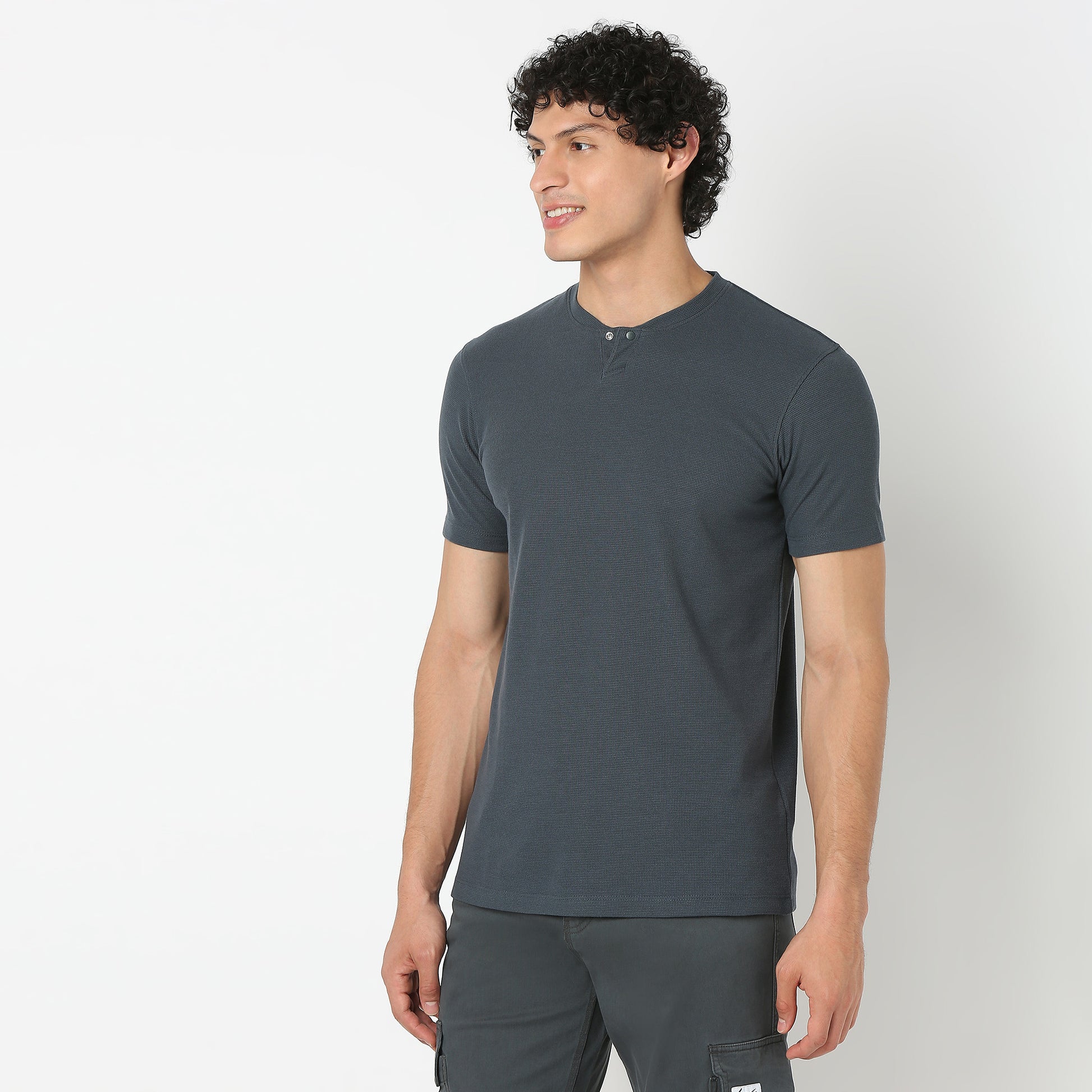 Henley Neck Structured Lumberjack T-Shirt