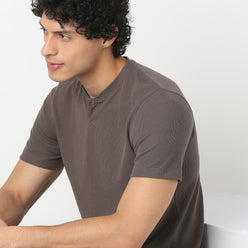 Henley Neck Structured Lumberjack T-Shirt