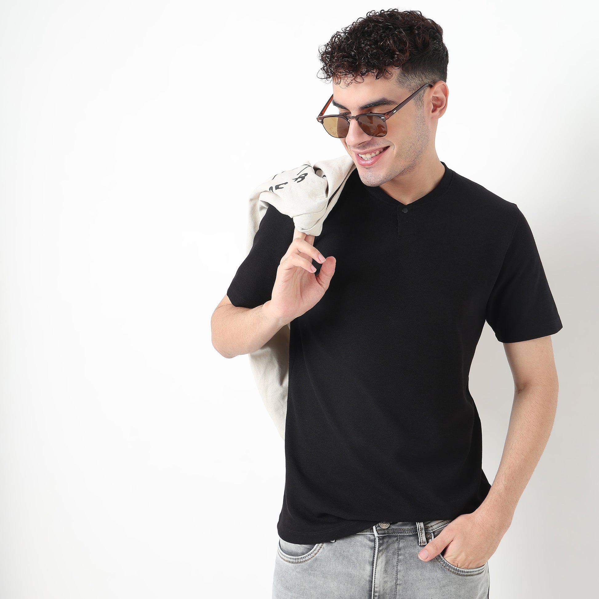 Henley Neck Structured Lumberjack T-Shirt