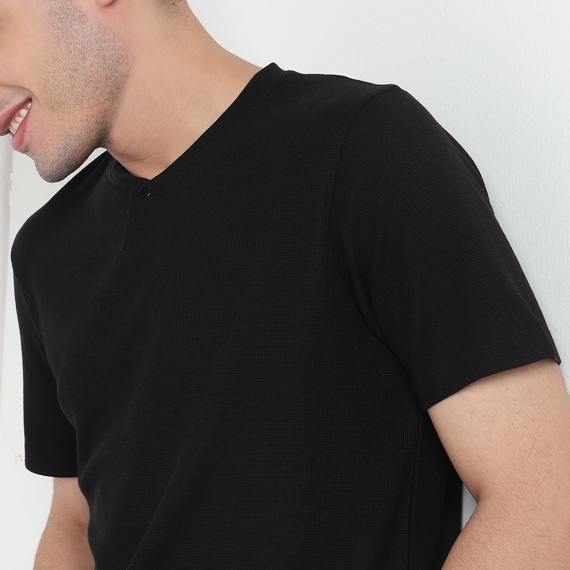 Henley Neck Structured Lumberjack T-Shirt