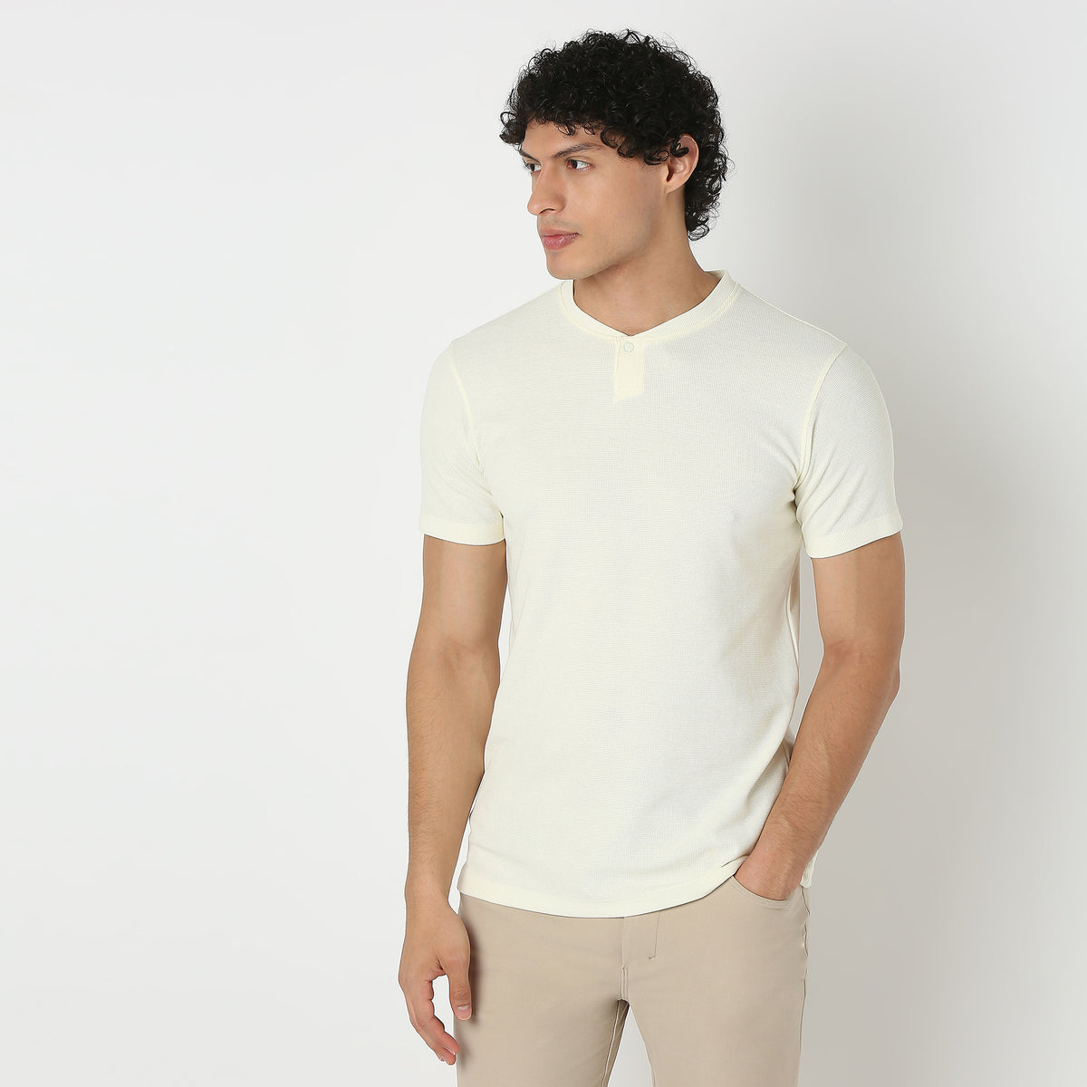 Henley Neck Structured Lumberjack T-Shirt