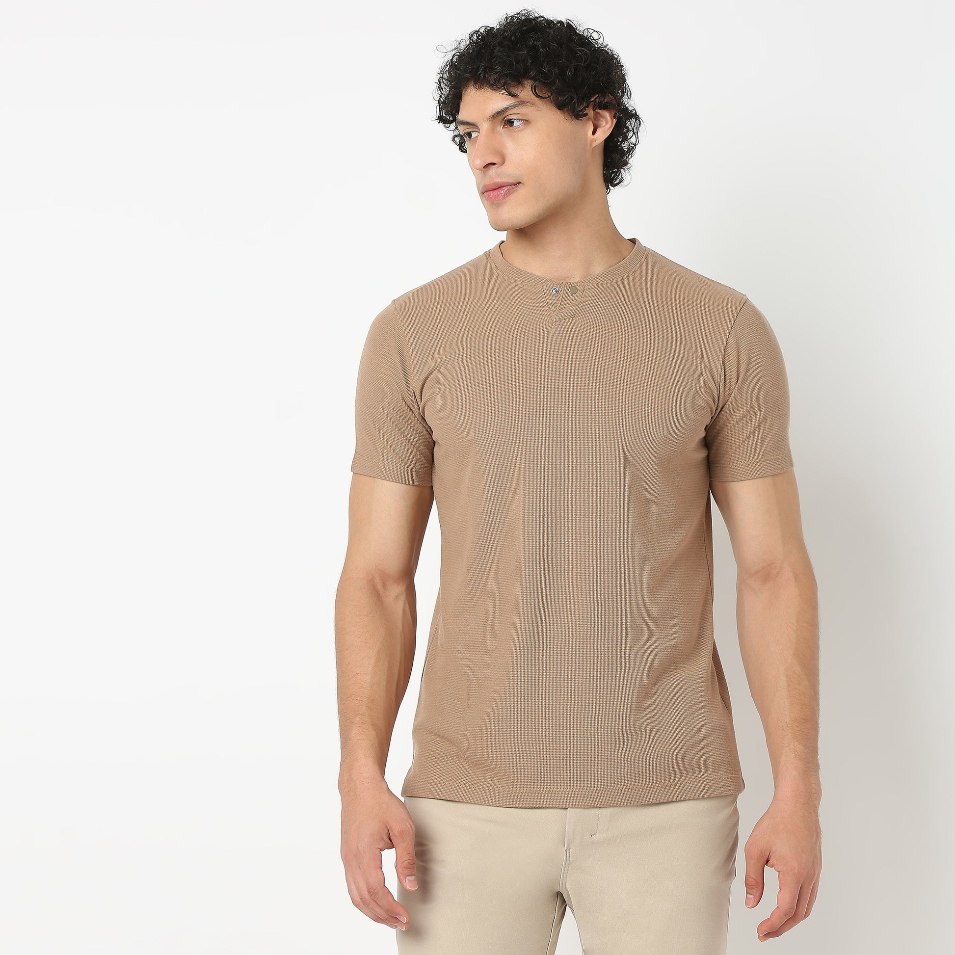 Henley Neck Structured Lumberjack T-Shirt