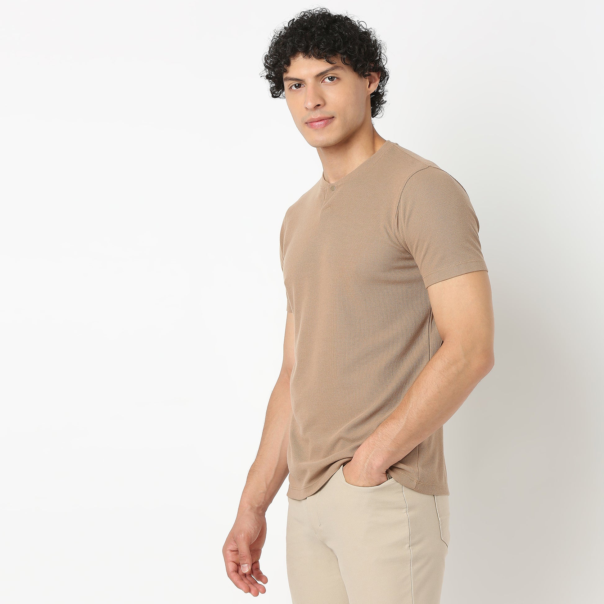 Henley Neck Structured Lumberjack T-Shirt