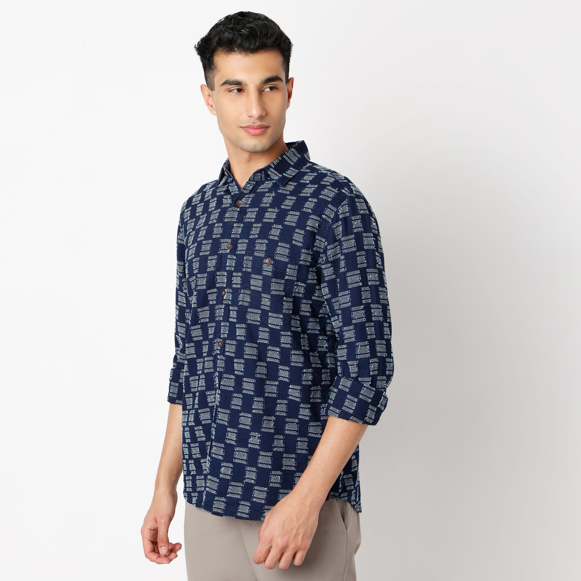 Regular Fit Checkered Regular Length Shirt