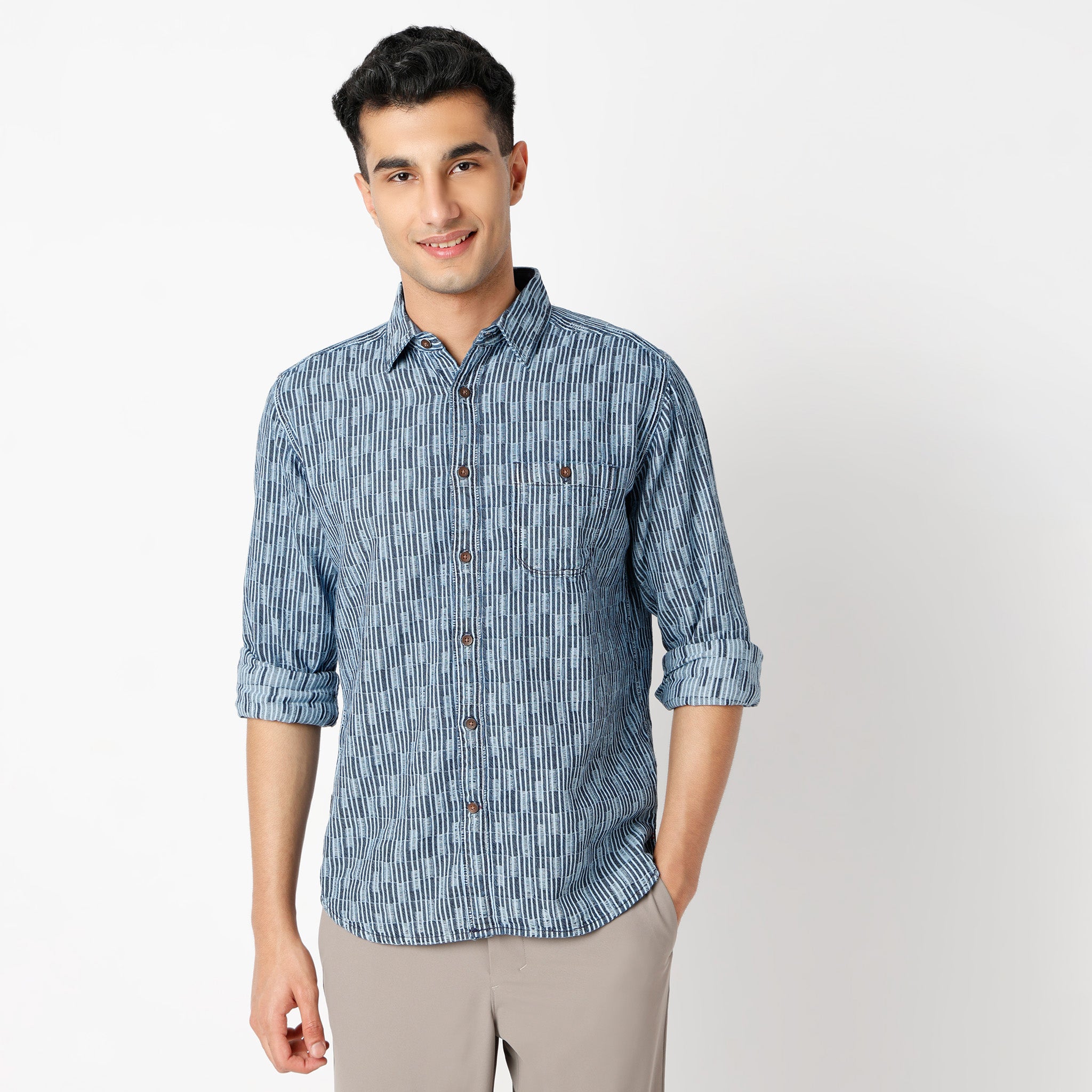 Regular Fit Checkered Regular Length Shirt