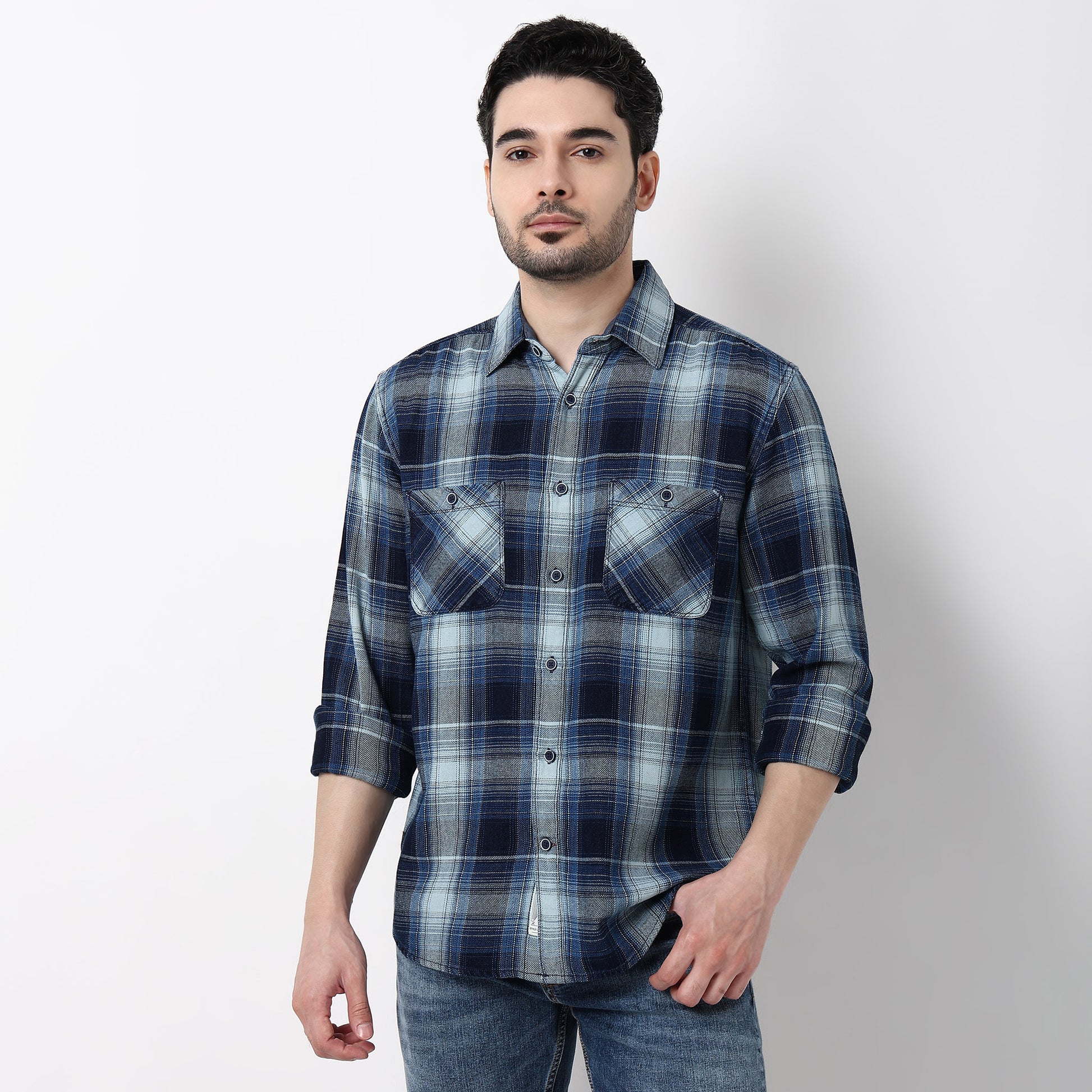 Regular Indigo Check Shirt