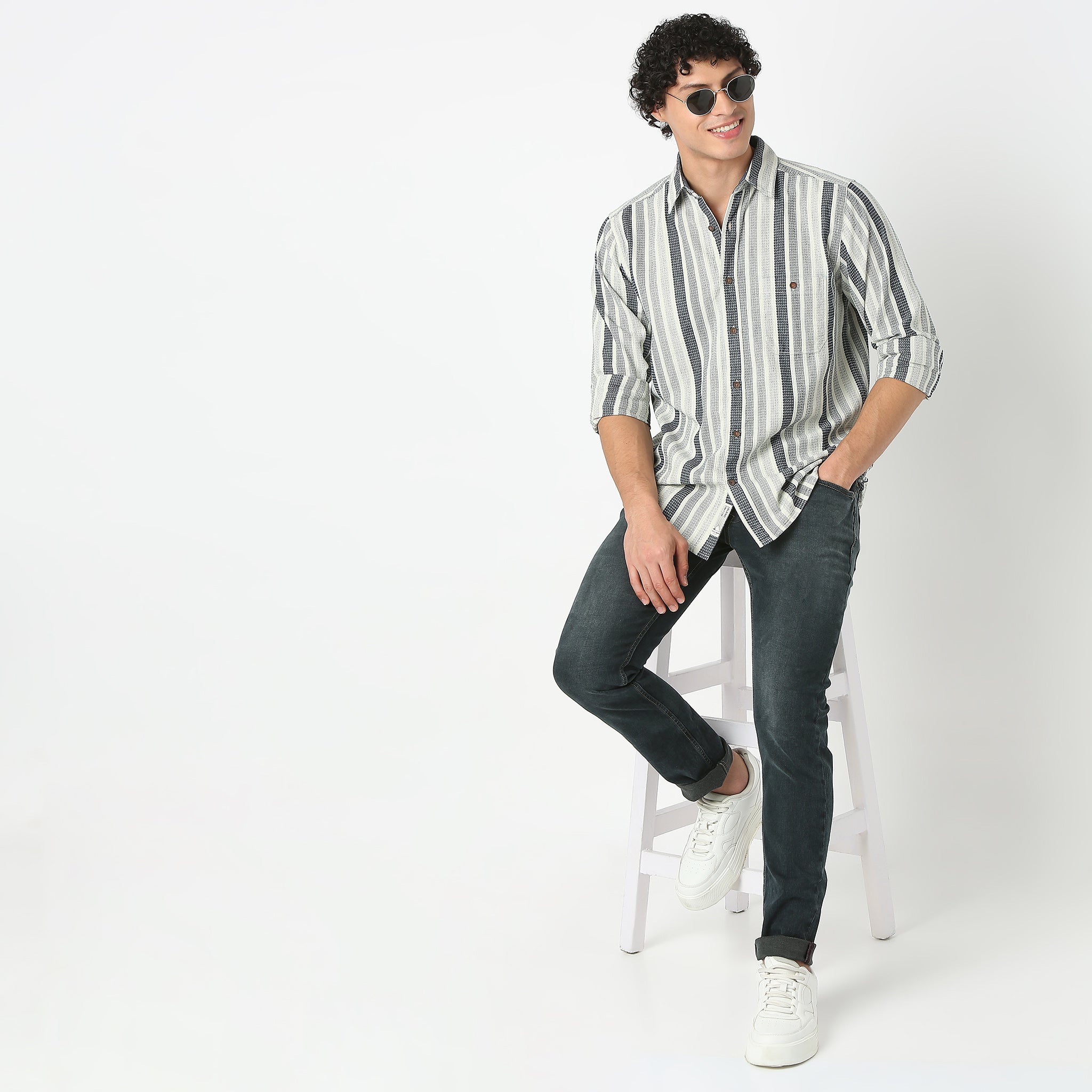 Striped Collar Full Sleeve Shirt