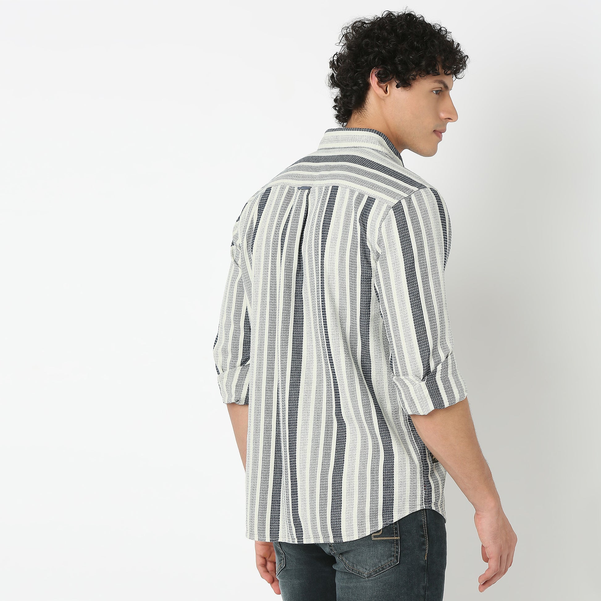 Striped Collar Full Sleeve Shirt
