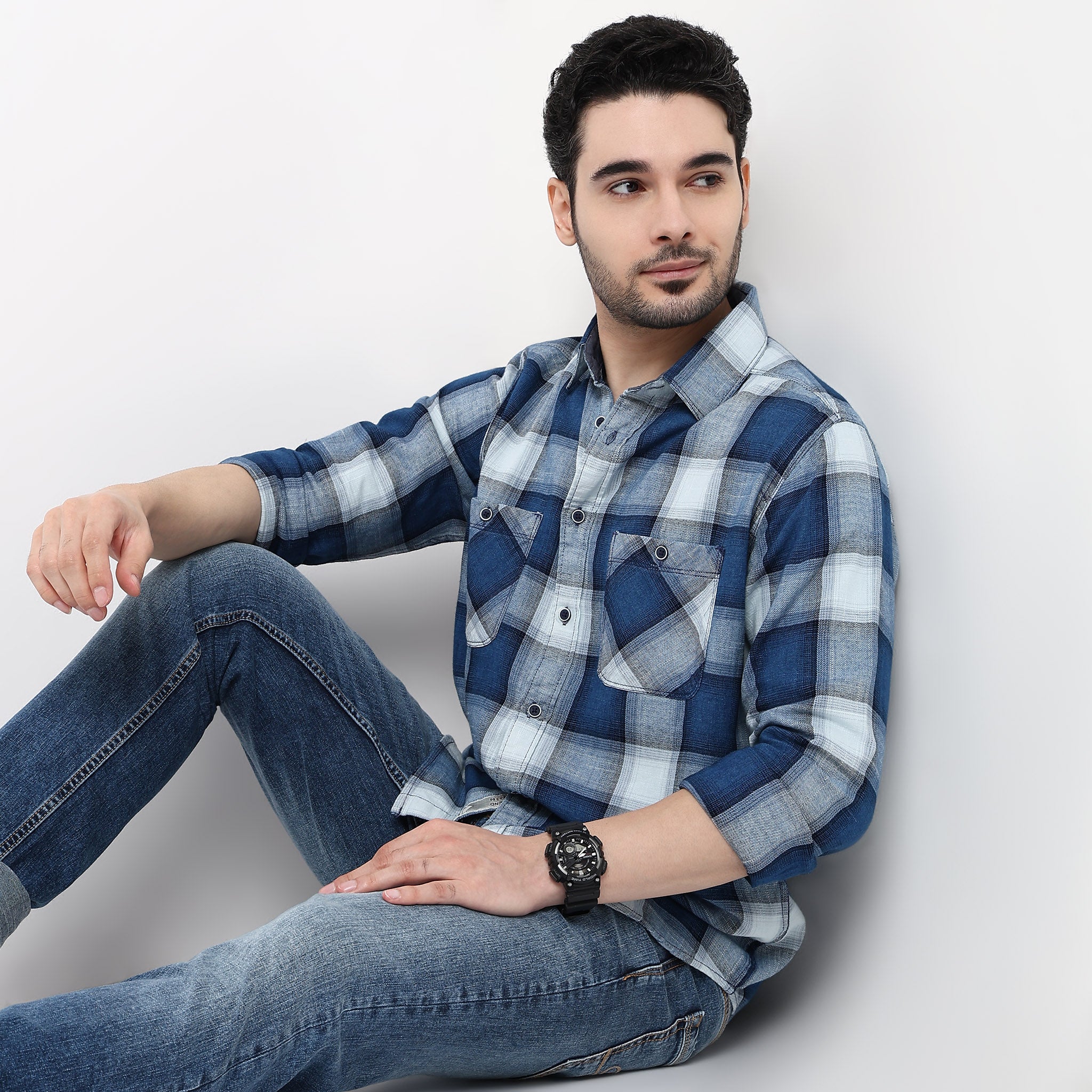 Cruiser Regular Indigo Checkered Shirt