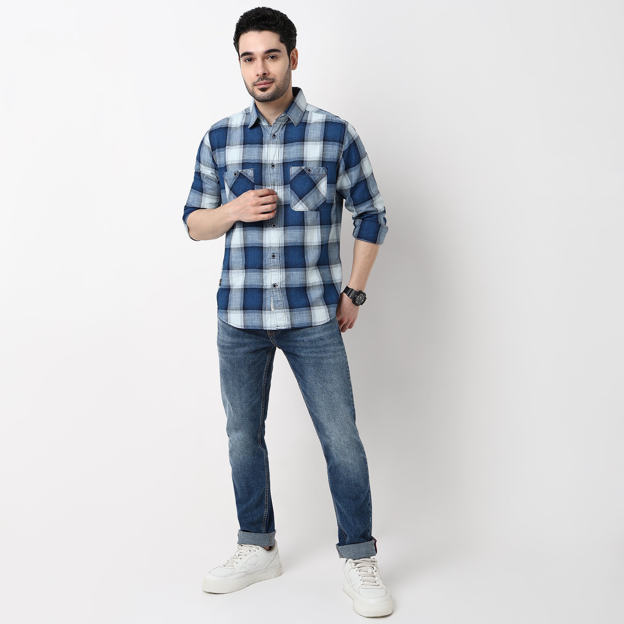 Cruiser Regular Indigo Checkered Shirt