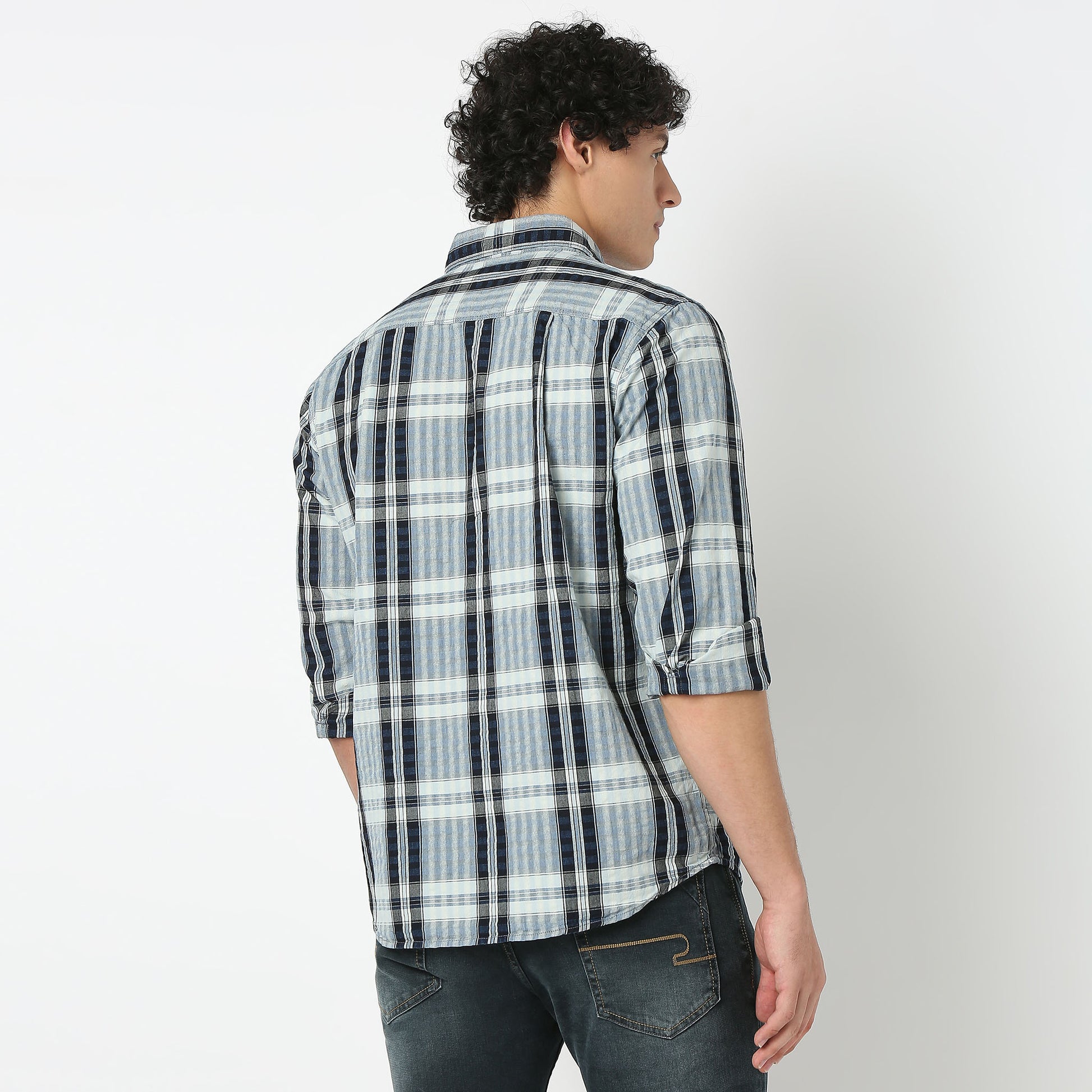 Collar Full Sleeve Checkered Shirt