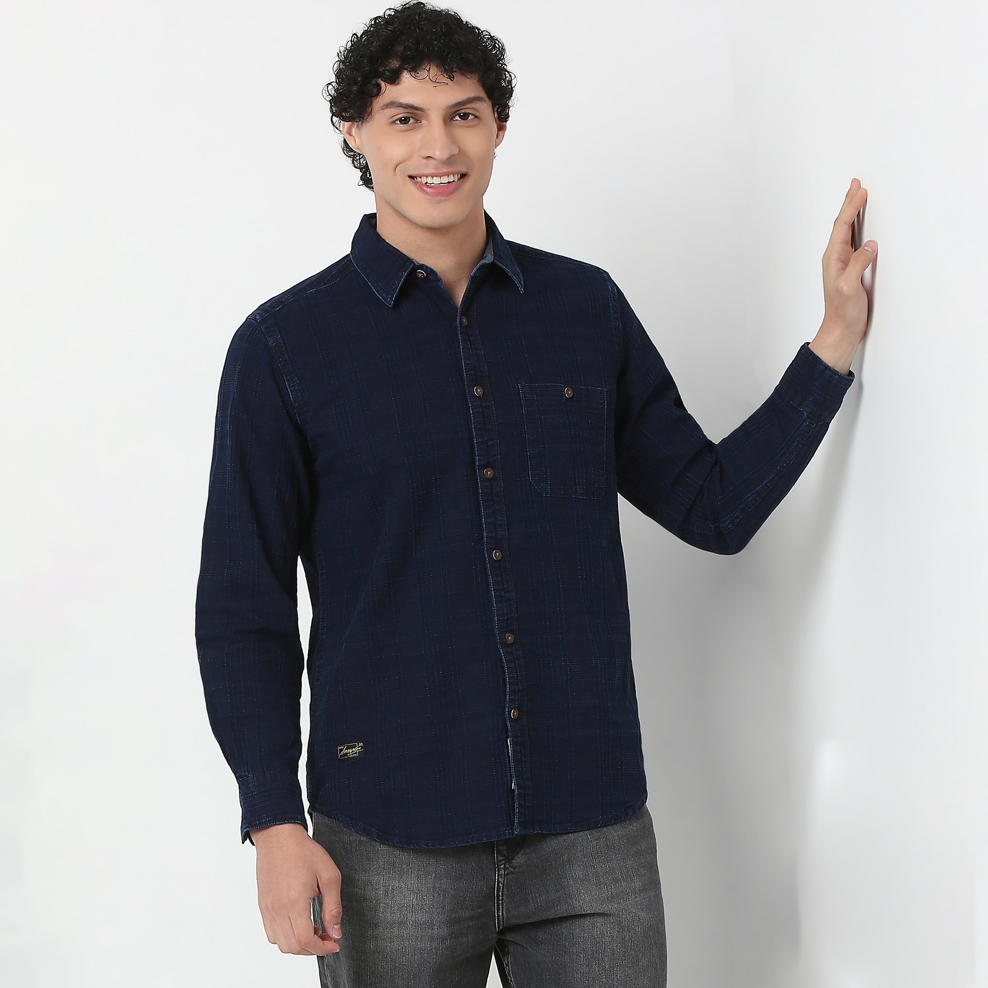 Regular Fit Indigo Check Shirt