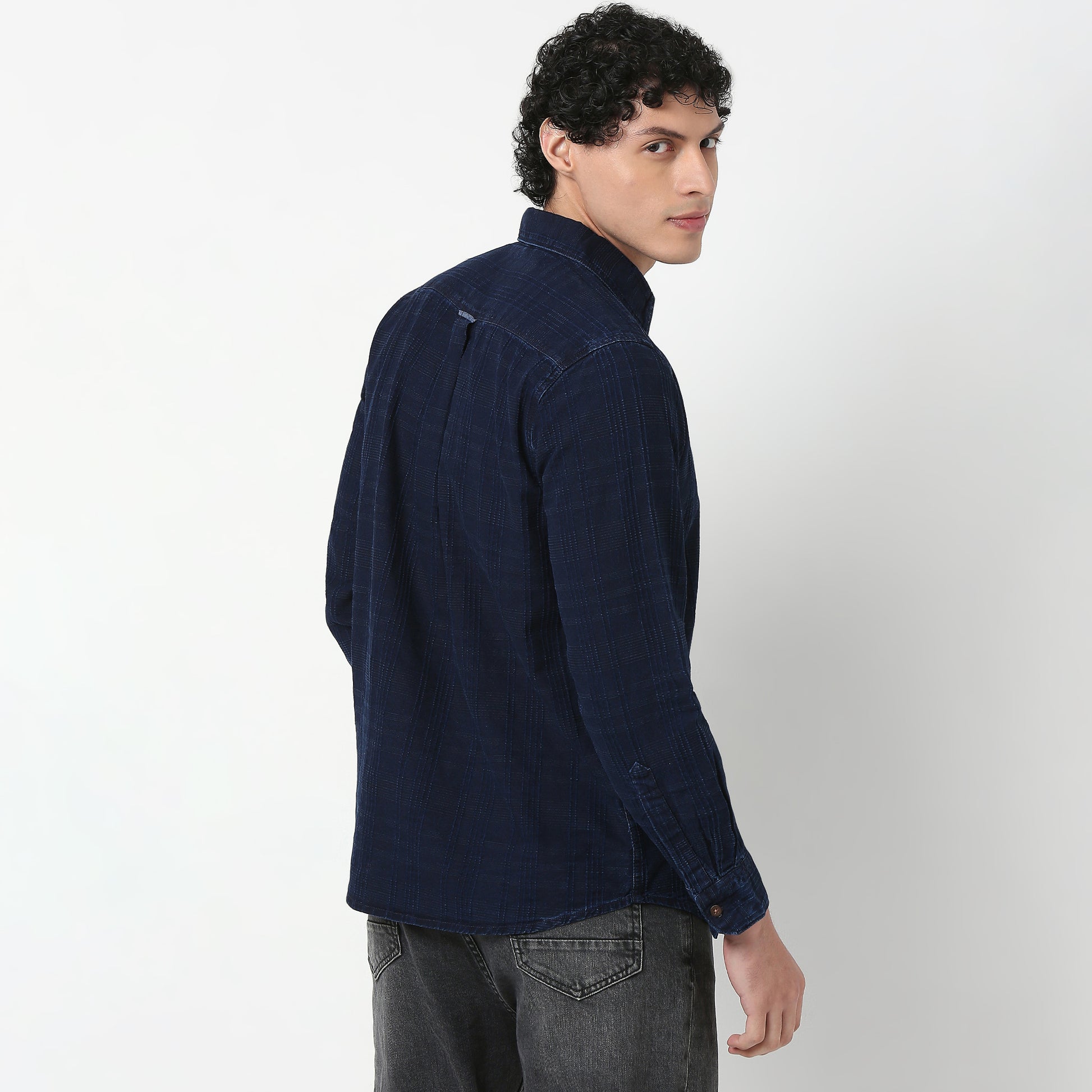 Regular Fit Indigo Check Shirt