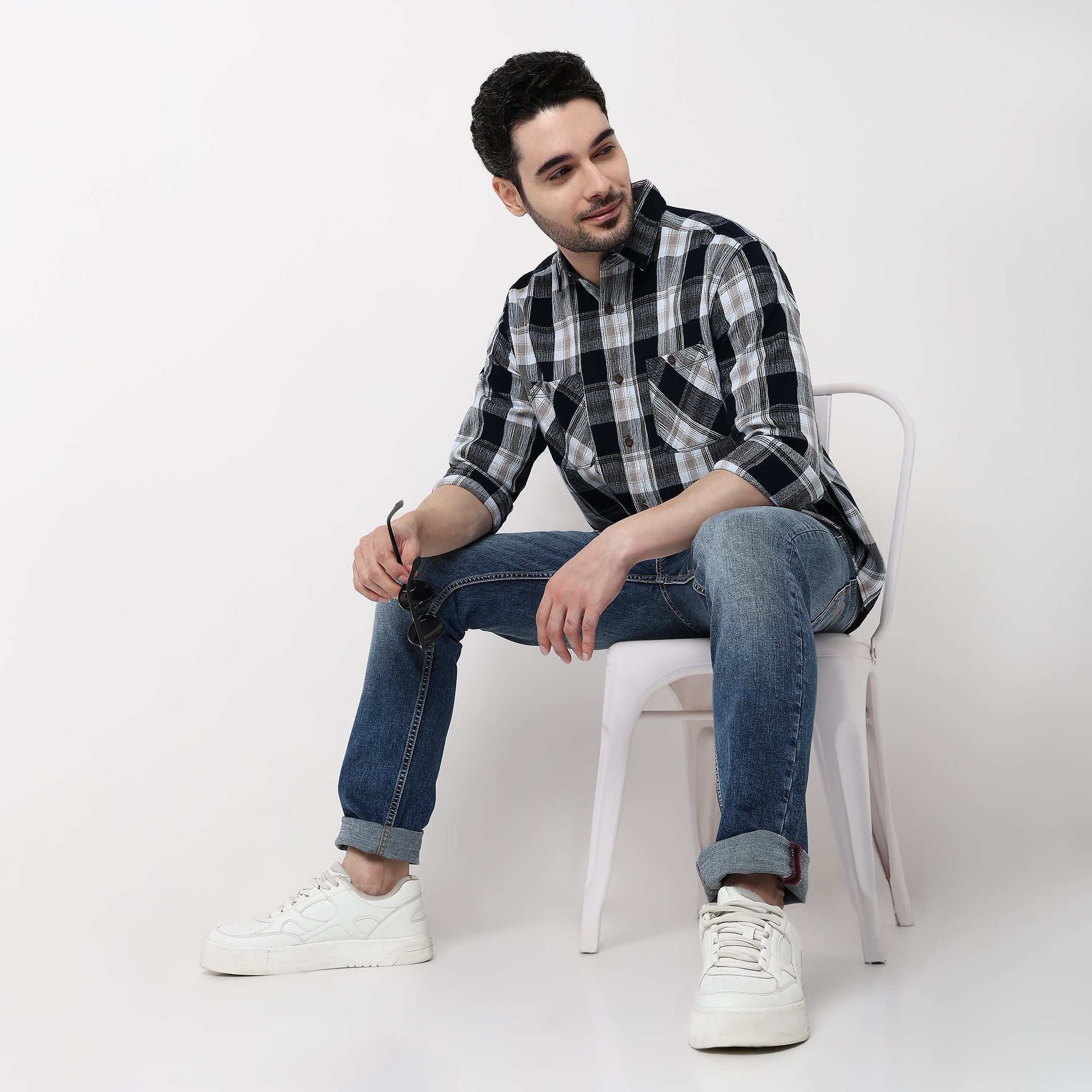 Cruiser Regular Indigo Checkered Shirt