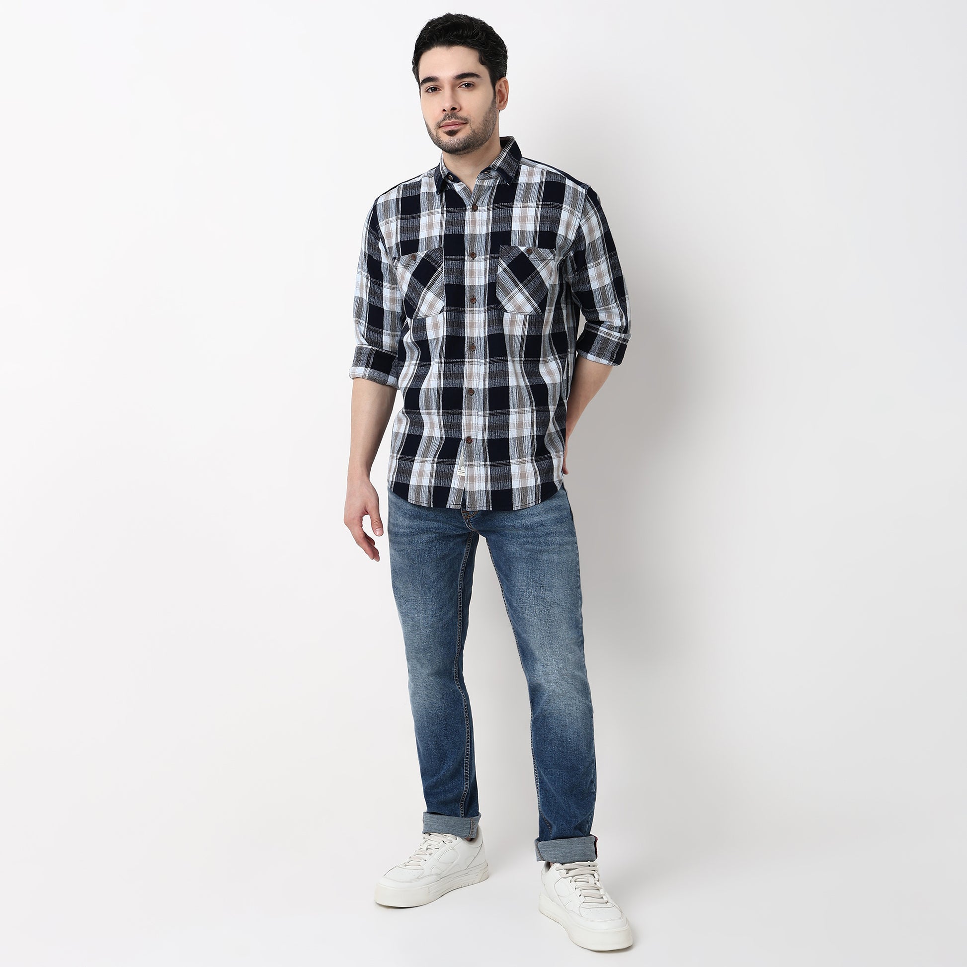 Cruiser Regular Indigo Checkered Shirt
