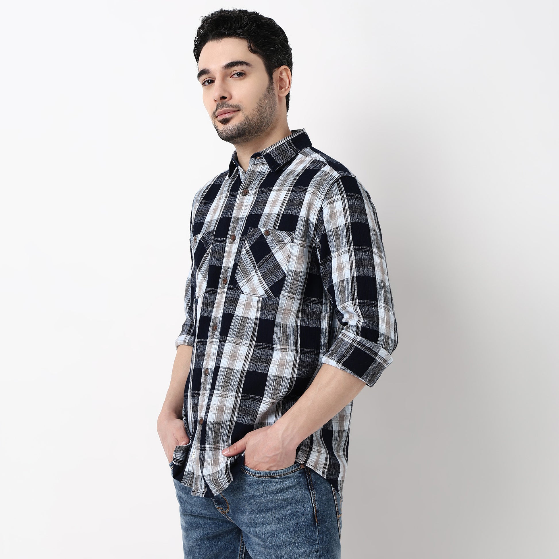 Cruiser Regular Indigo Checkered Shirt