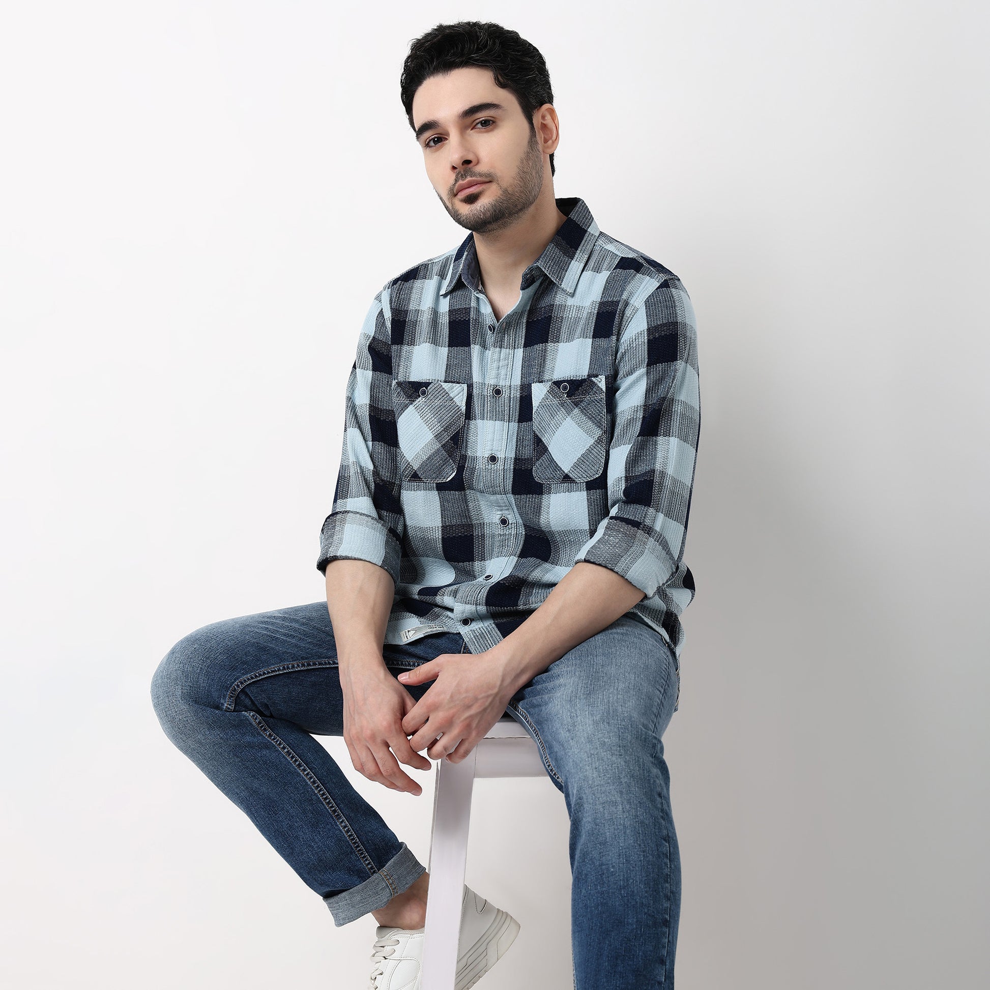 Cruiser Regular Indigo Checkered Shirt