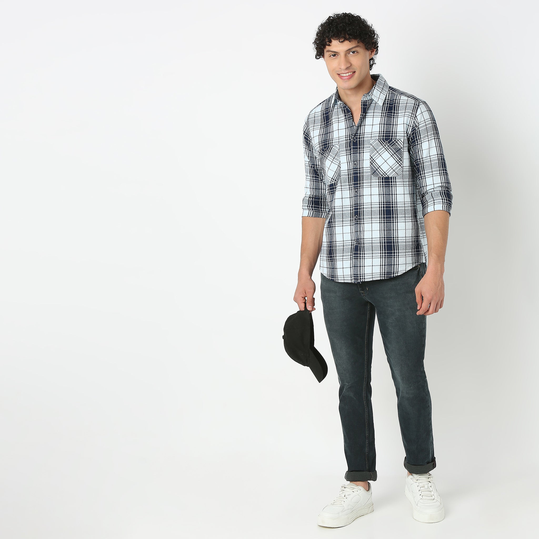 Collar Full Sleeve Checkered Shirt