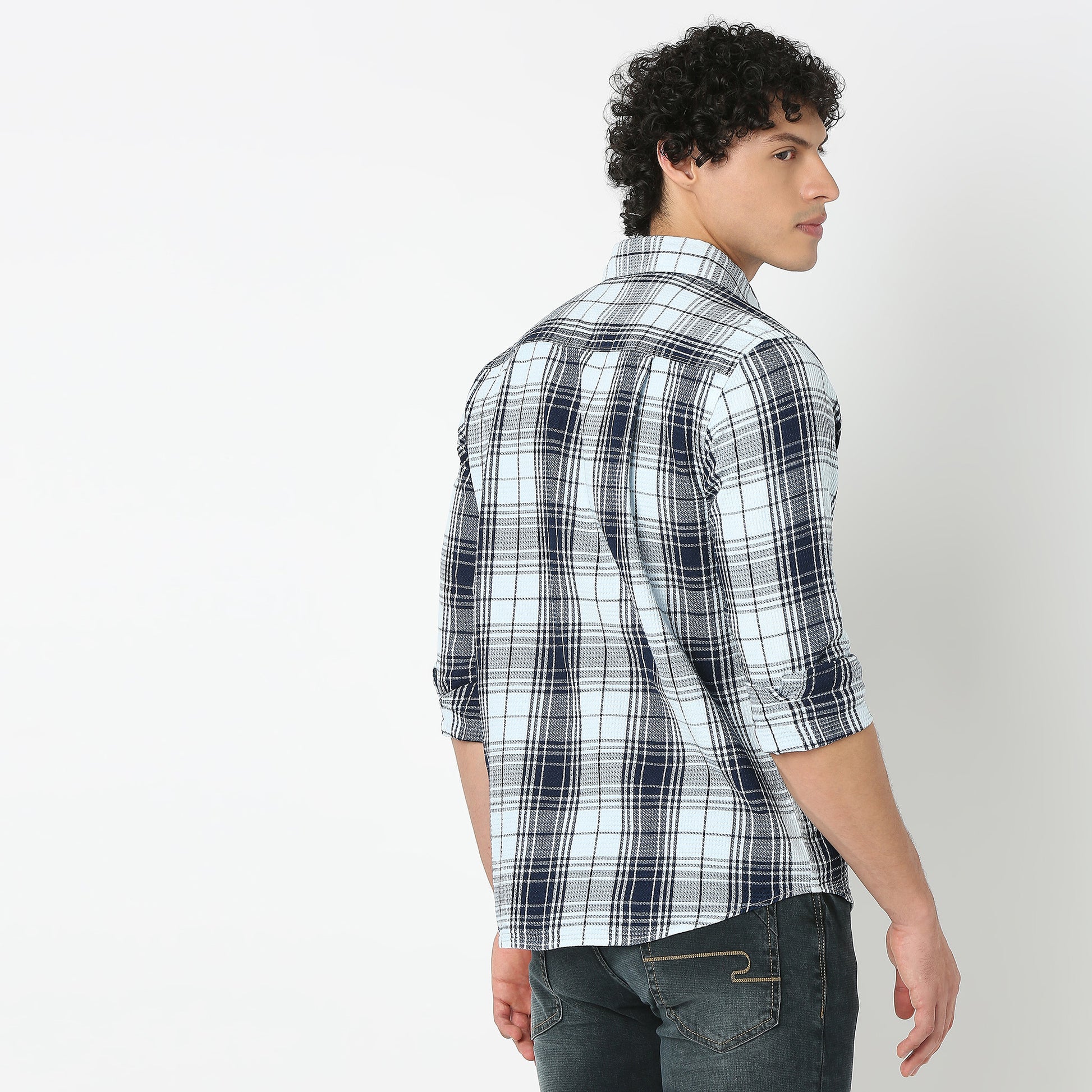 Collar Full Sleeve Checkered Shirt