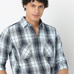 Collar Full Sleeve Checkered Shirt