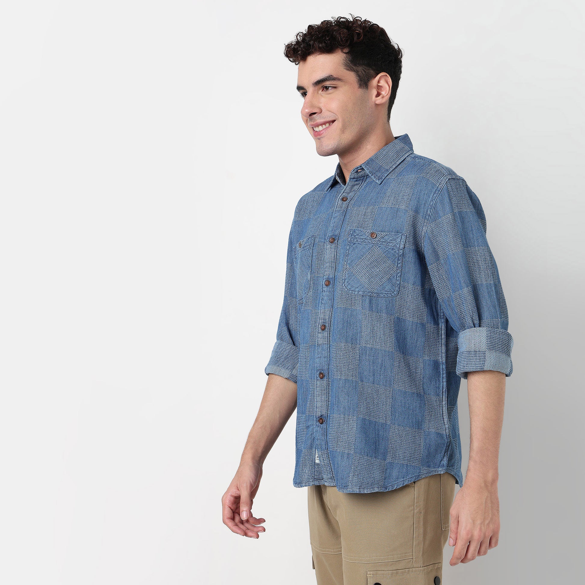 Buy Men Regular Fit Checkered Full Sleeve Shirt  - Style Union