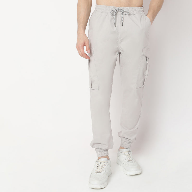 Regular Fit Solid Mid Rise Joggers