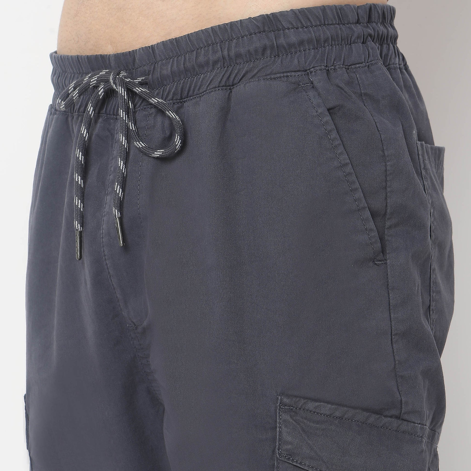 Regular Fit Solid Mid Rise Joggers