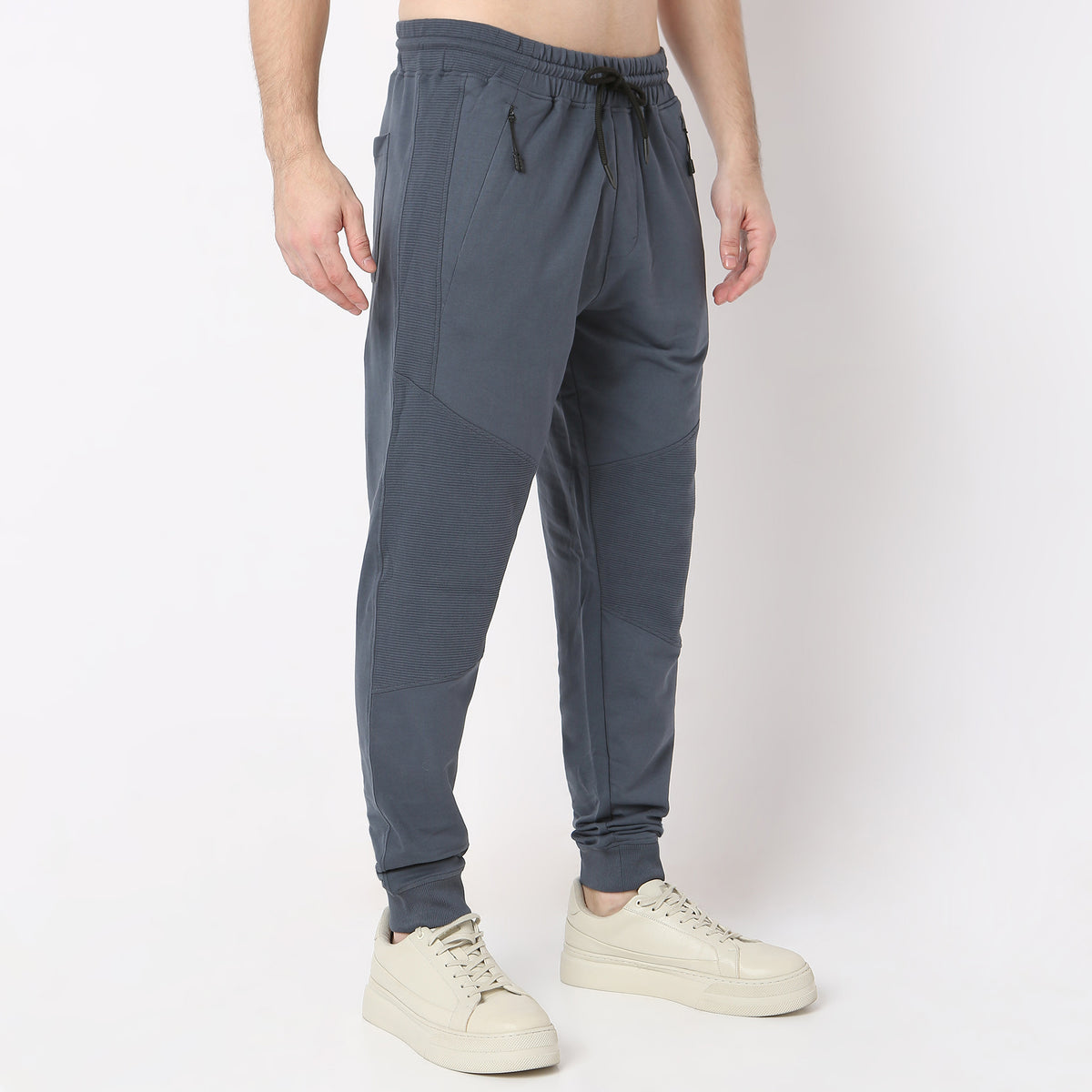 Modern Explorer Stretchable with Ribbed Panel Moto Joggers