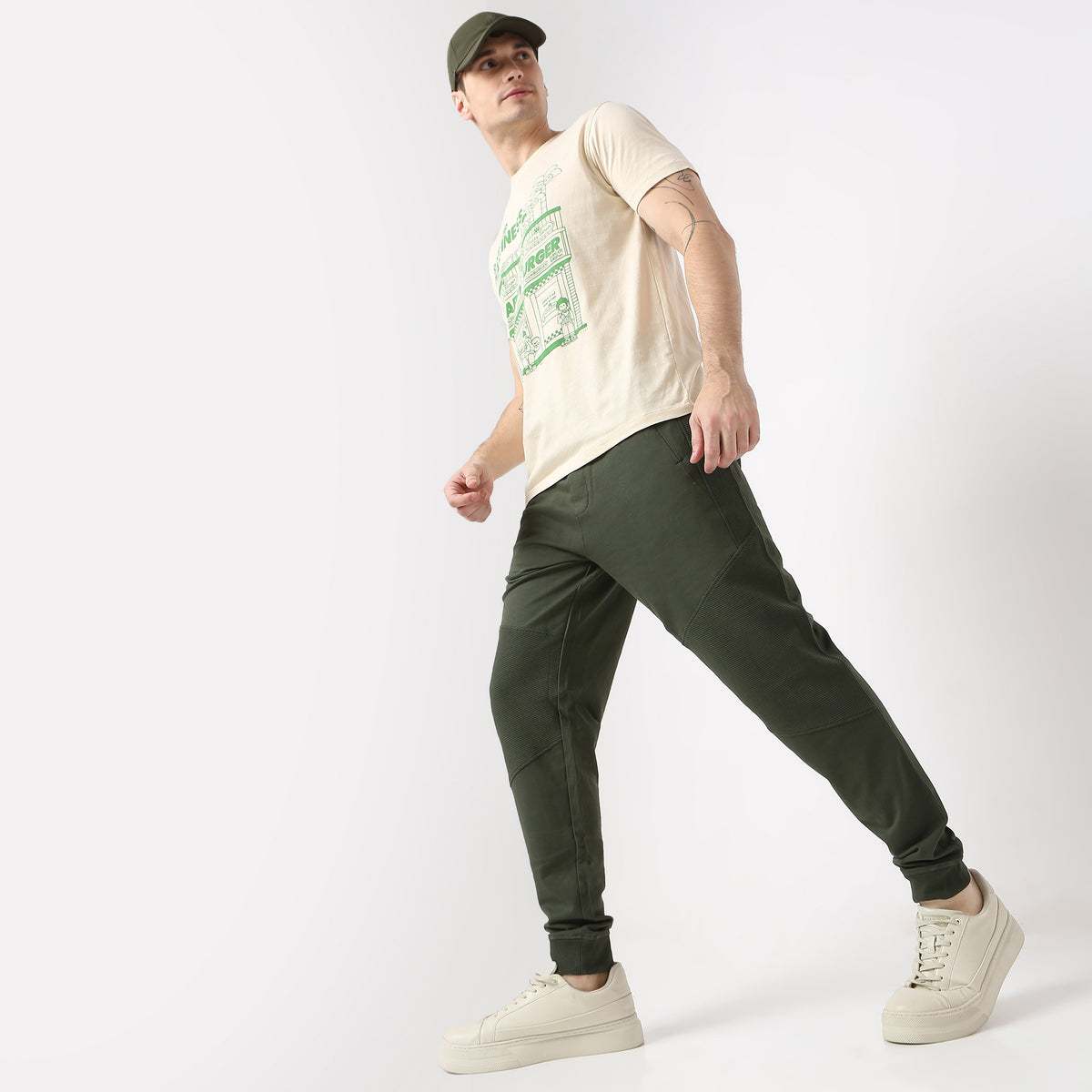 Modern Explorer Stretchable with Ribbed Panel Moto Joggers