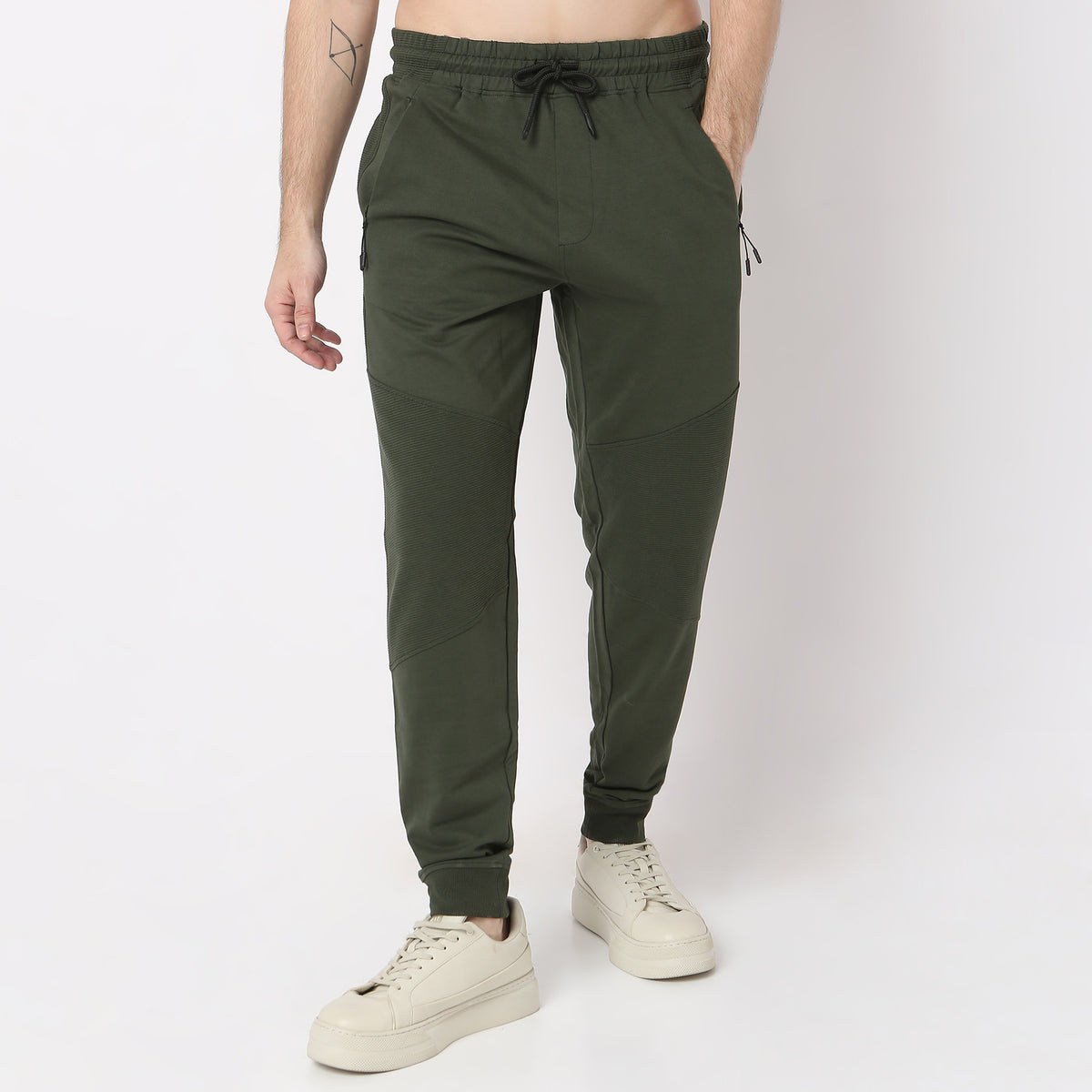 Modern Explorer Stretchable with Ribbed Panel Moto Joggers