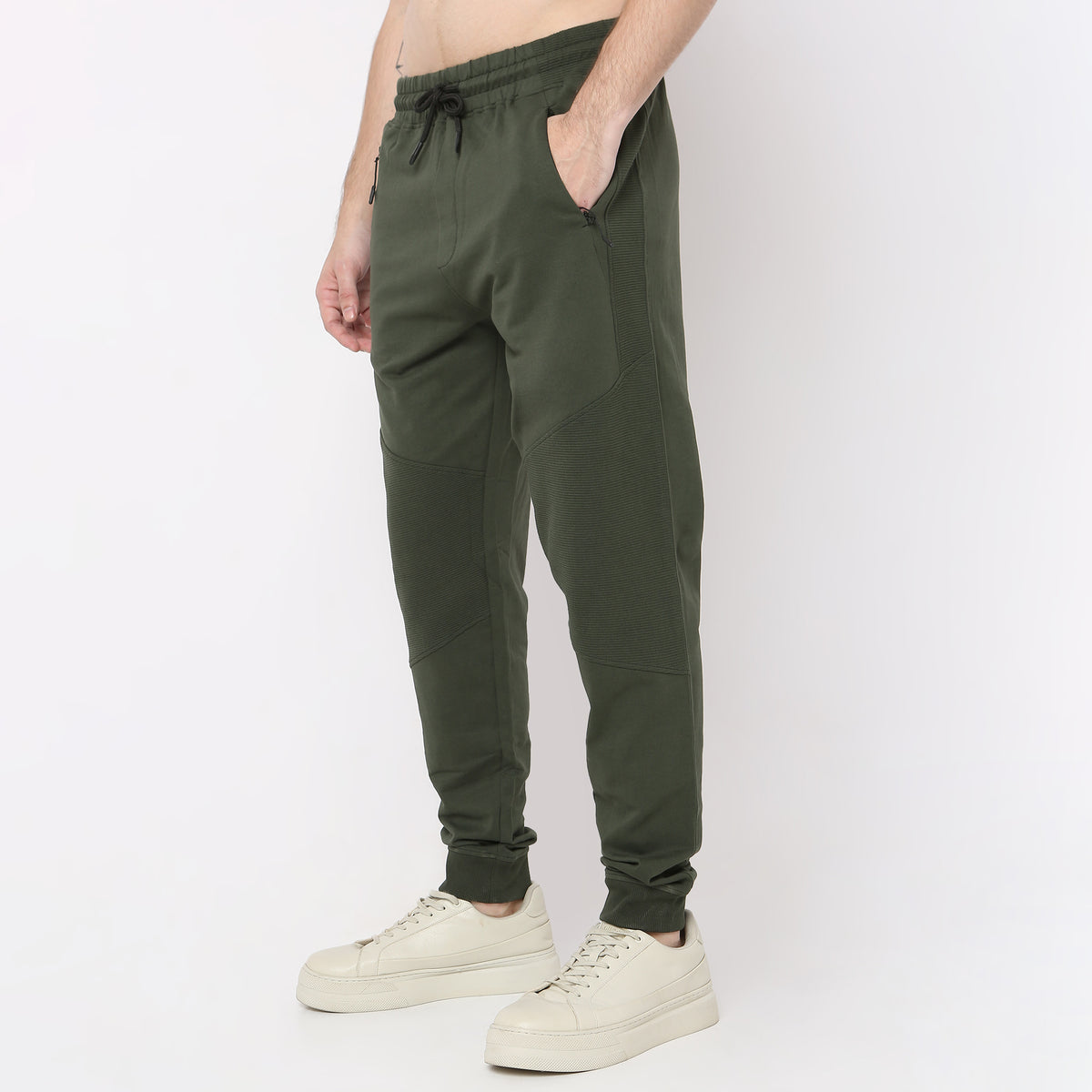 Modern Explorer Stretchable with Ribbed Panel Moto Joggers